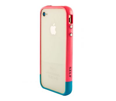 Бампер для iPhone 4 SZLF рожевий/блакитний