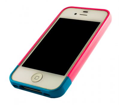 Бампер для iPhone 4 SZLF рожевий/блакитний 1572958