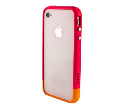 Бампер для iPhone 4 SZLF рожевий/жовтий