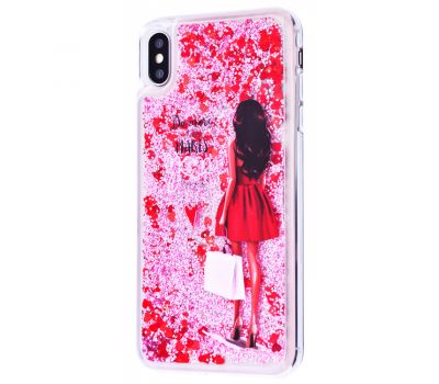 Чохол для iPhone Xs Max блискітки вода "beauty girl in red dress"