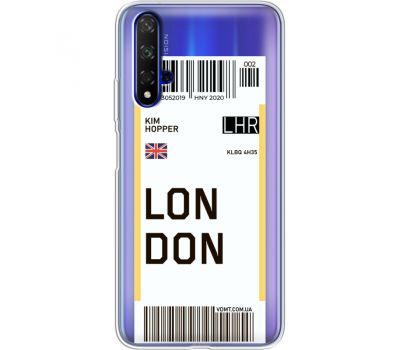 Силіконовий чохол BoxFace Huawei Honor 20 Ticket London (37633-cc83)