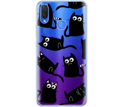 Силіконовий чохол BoxFace Huawei P Smart Plus с 3D-глазками Black Kitty (34975-cc73)