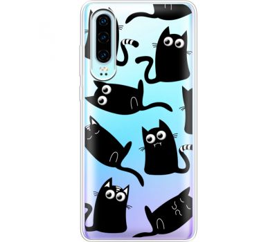 Силіконовий чохол BoxFace Huawei P30 с 3D-глазками Black Kitty (36852-cc73)