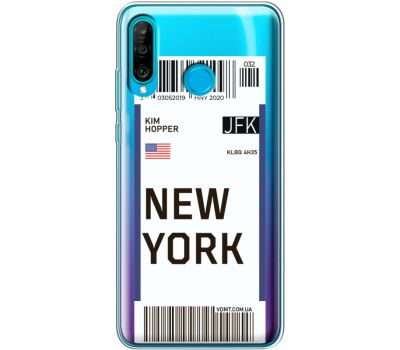 Силіконовий чохол BoxFace Huawei P30 Lite Ticket New York (36872-cc84)