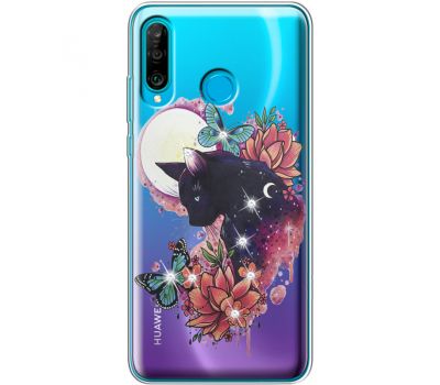 Силіконовий чохол BoxFace Huawei P30 Lite Cat in Flowers (936872-rs10)