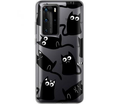 Силіконовий чохол BoxFace Huawei P40 Pro с 3D-глазками Black Kitty (39751-cc73)