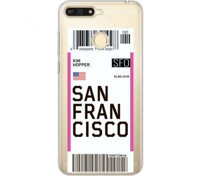 Силіконовий чохол BoxFace Huawei Y6 Prime 2018 / Honor 7A Pro Ticket  San Francisco (34998-cc79)