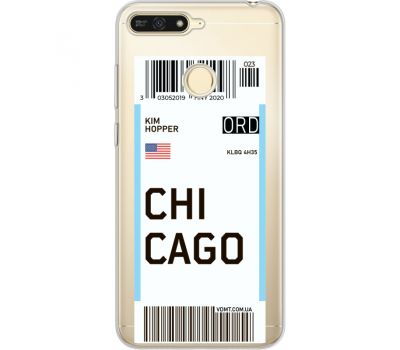 Силіконовий чохол BoxFace Huawei Y6 Prime 2018 / Honor 7A Pro Ticket Chicago (34998-cc82)