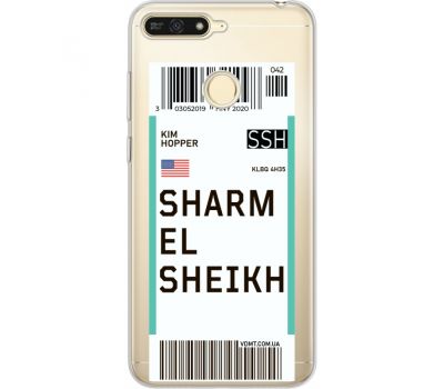 Силіконовий чохол BoxFace Huawei Y6 Prime 2018 / Honor 7A Pro Ticket Sharmel Sheikh (34998-cc90)
