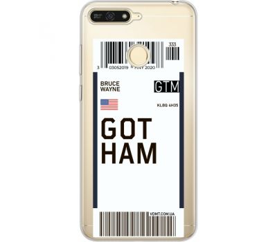 Силіконовий чохол BoxFace Huawei Y6 Prime 2018 / Honor 7A Pro Ticket Gotham (34998-cc92)
