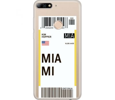 Силіконовий чохол BoxFace Huawei Y7 Prime 2018 Ticket Miami (34966-cc81)