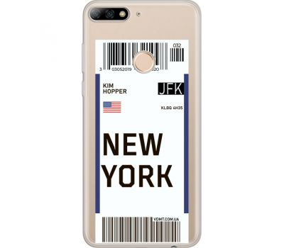 Силіконовий чохол BoxFace Huawei Y7 Prime 2018 Ticket New York (34966-cc84)