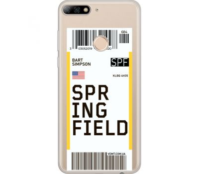 Силіконовий чохол BoxFace Huawei Y7 Prime 2018 Ticket Springfield (34966-cc93)