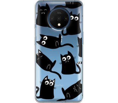 Силіконовий чохол BoxFace OnePlus 7T с 3D-глазками Black Kitty (38482-cc73)