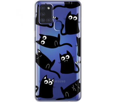 Силіконовий чохол BoxFace Samsung A217 Galaxy A21s с 3D-глазками Black Kitty (40008-cc73)