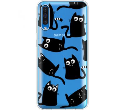 Силіконовий чохол BoxFace Samsung A505 Galaxy A50 с 3D-глазками Black Kitty (36420-cc73)