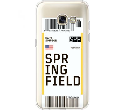 Силіконовий чохол BoxFace Samsung A320 Galaxy A3 2017 Ticket Springfield (35989-cc93)