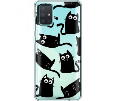 Силіконовий чохол BoxFace Samsung A715 Galaxy A71 с 3D-глазками Black Kitty (38851-cc73)