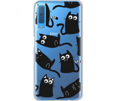 Силіконовий чохол BoxFace Samsung A750 Galaxy A7 2018 с 3D-глазками Black Kitty (35483-cc73)