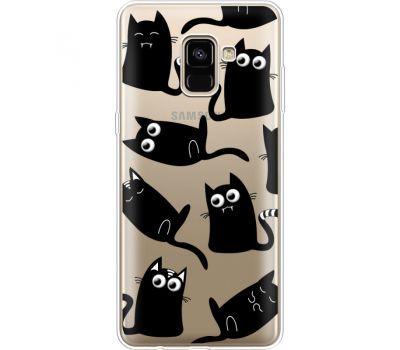 Силіконовий чохол BoxFace Samsung A730 Galaxy A8 Plus (2018) с 3D-глазками Black Kitty (35992-cc73)