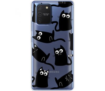 Силіконовий чохол BoxFace Samsung G770 Galaxy S10 Lite с 3D-глазками Black Kitty (38972-cc73)