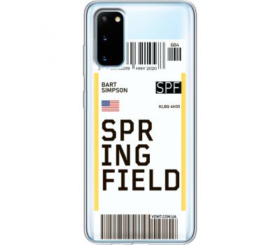 Силіконовий чохол BoxFace Samsung G980 Galaxy S20 Ticket Springfield (38870-cc93)