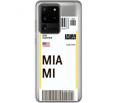 Силіконовий чохол BoxFace Samsung G988 Galaxy S20 Ultra Ticket Miami (38881-cc81)