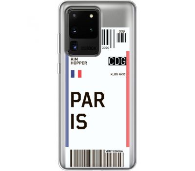 Силіконовий чохол BoxFace Samsung G988 Galaxy S20 Ultra Ticket Paris (38881-cc86)
