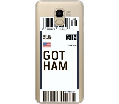 Силіконовий чохол BoxFace Samsung J600 Galaxy J6 2018 Ticket Gotham (34979-cc92)