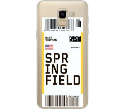 Силіконовий чохол BoxFace Samsung J600 Galaxy J6 2018 Ticket Springfield (34979-cc93)