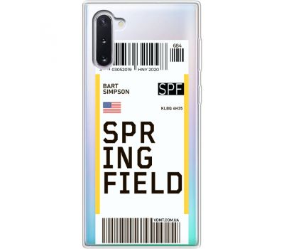 Силіконовий чохол BoxFace Samsung N970 Galaxy Note 10 Ticket Springfield (37408-cc93)