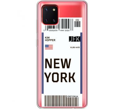 Силіконовий чохол BoxFace Samsung N770 Galaxy Note 10 Lite Ticket New York (38846-cc84)