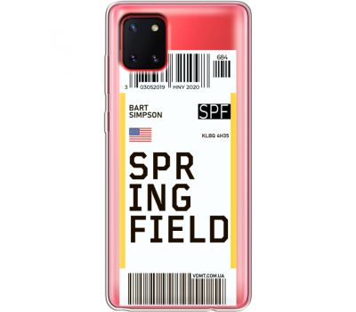 Силіконовий чохол BoxFace Samsung N770 Galaxy Note 10 Lite Ticket Springfield (38846-cc93)