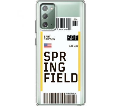 Силіконовий чохол BoxFace Samsung N980 Galaxy Note 20 Ticket Springfield (40569-cc93)
