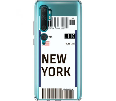 Силіконовий чохол BoxFace Xiaomi Mi Note 10 / Mi Note 10 Pro Ticket New York (38538-cc84)