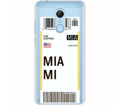 Силіконовий чохол BoxFace Xiaomi Redmi 5 Ticket Miami (35031-cc81)