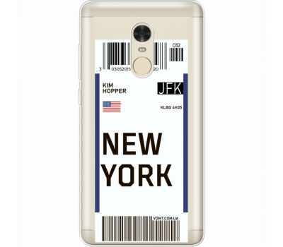Силіконовий чохол BoxFace Xiaomi Redmi Note 4x Ticket New York (35032-cc84)
