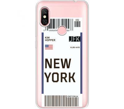 Силіконовий чохол BoxFace Xiaomi Redmi Note 6 Pro Ticket New York (35453-cc84)