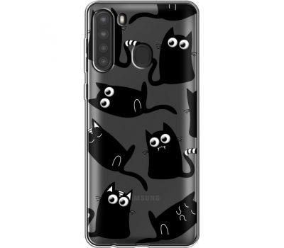 Силіконовий чохол BoxFace Samsung A215 Galaxy A21 с 3D-глазками Black Kitty (39761-cc73)