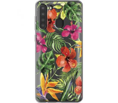 Силіконовий чохол BoxFace Samsung A215 Galaxy A21 Tropical Flowers (39761-cc43)