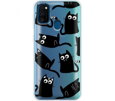 Силіконовий чохол BoxFace Samsung M307 Galaxy M30s с 3D-глазками Black Kitty (38210-cc73)