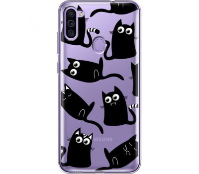 Силіконовий чохол BoxFace Samsung M115 Galaxy M11 с 3D-глазками Black Kitty (39781-cc73)