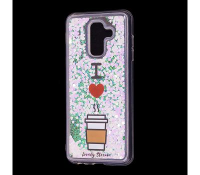 Чохол для Samsung Galaxy A6+ 2018 (A605) Блискучі вода світло-рожевий "я люблю каву"