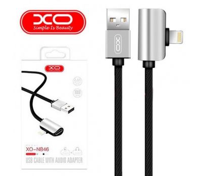 Кабель USB XO NB46 2in1 Lightning + iPhone Earphone (1.0m) стальной