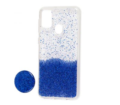 Чохол для Samsung Galaxy M21 / M30s Fashion блискітки + popsocket синій