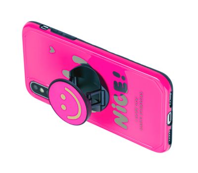 Чохол для iPhone X / Xs Nice smile popsocket рожевий 1716944