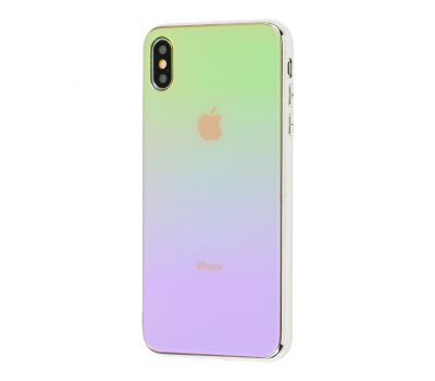 Чохол для iPhone Xs Max Rainbow glass з лого зелений