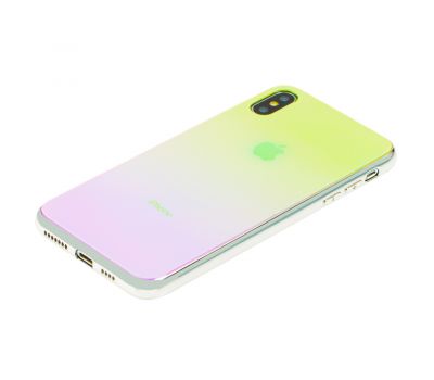 Чохол для iPhone Xs Max Rainbow glass з лого зелений 1724980