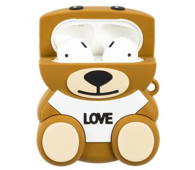 Чохол для AirPods ведмедик Love коричневий