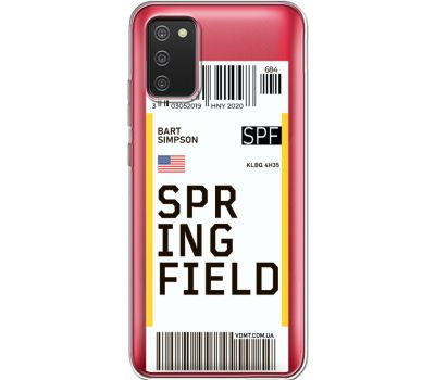 Силіконовий чохол BoxFace Samsung A025 Galaxy A02S Ticket Springfield (41513-cc93)